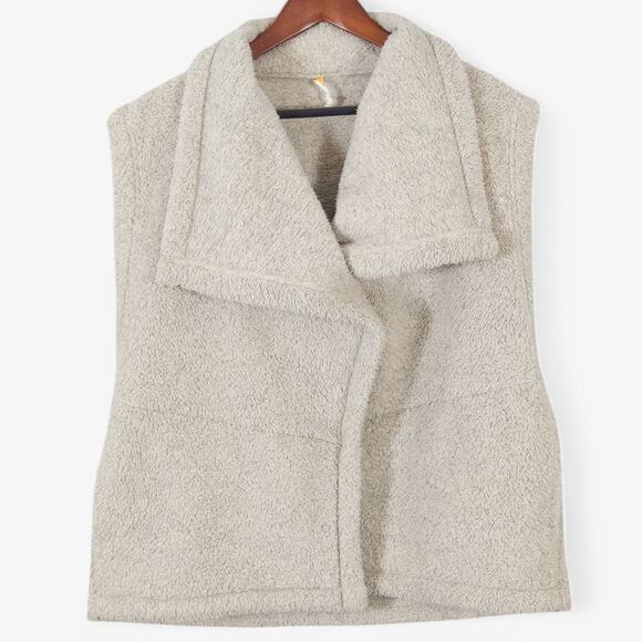 Lucy Jackets & Blazers - Lucy Faux Shearling Vest Gray Asymmetrical Open Front Size XL Minimalist